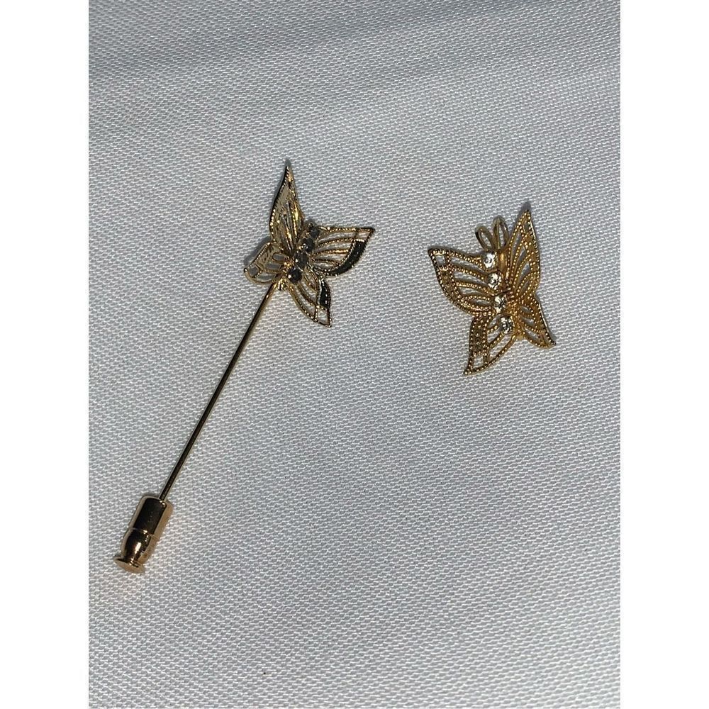 Vintage Gold Butterfly Stick Pin and Pendant